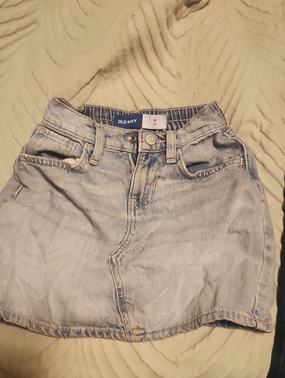Old Navy Faded Blue Denim Mini Skirt And Ripped Jeans